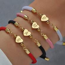 1件时尚创意铜镶嵌锆石字母DIY手链饰品，时尚精致，可调节，26个A-Z字母吊坠，节日礼物，适合日常佩戴 - 彩色 - 查看 3