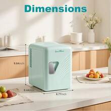 PZW Iceblue Skincare Nevera mini refrigerador retro de 4 l/6 latas para recámara refrigerador de 110 V CA/12 V CC y calentador para coche oficina y recámara nevera de cosméticos para regalos verde2537 - Verde - Ver 3
