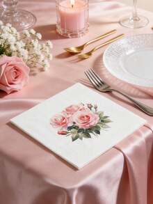60/40/20 piezas Servilletas desechables con estampado de rosas, Servilletas de 5*5 pulgadas, Servilletas elegantes y románticas con rosas, Adecuadas para cenas de San Valentín, fiestas, aniversarios de boda, fiestas de cumpleaños, decoración de restaurantes