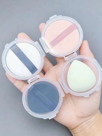 2 Stück transparente Make-up Schwamm Aufbewahrungsbox (Schwamm nicht enthalten), abnehmbare Doppelschicht kompakte Puderquaste Box, verstärkte runde Form, transparenter harter PP Make-up Werkzeug Organizer Box, staubdicht und tragbares Design für Pinsel, Lippenstifte und Accessoires, modisches Design mit sicherem Deckel