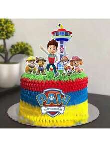 24件套汪汪队立大功蛋糕装饰，卡通蛋糕插牌，电动，适合儿童男孩女孩生日派对，婴儿生日礼物 - 彩色 - 查看 2