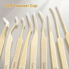 1pc Lashtalk Precision Fiber Tip Tweezers, Suitable For Eyelash Extension, Diamond Texture Non-Slip High-Grade Stainless Steel Material, From Nagaraku Cosmetics - Gold - View 7