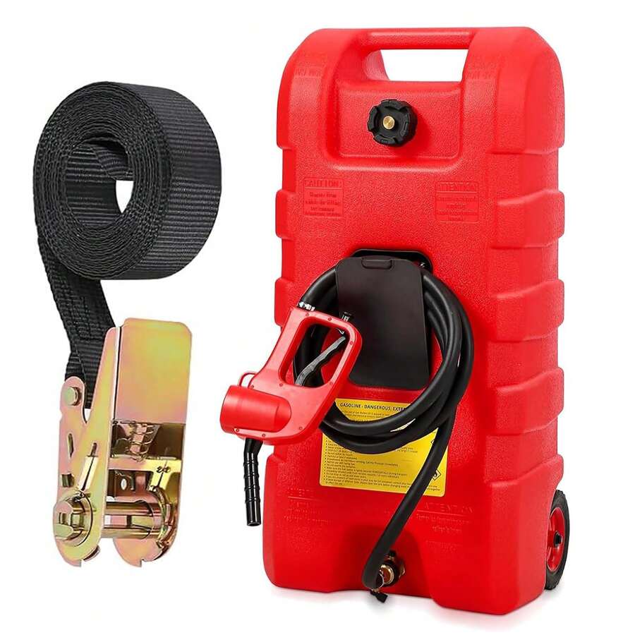 Bidón de Combustible de 57 Litros con Bomba y Ruedas, para Uso con Gasolina y Diésel - Rojo - Ver 1