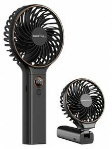 Ventilador digital portátil, ventilador de mano plegable, recargable por USB, capacidad de batería de 2000mAh (cada uno)*2, 6 velocidades ajustables, adecuado para viajes, exteriores y uso en oficina - Multicolor - Ver 13