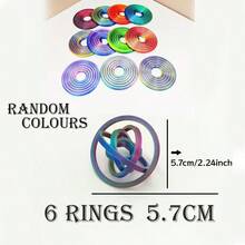 6/8 Anillos Juguete Fidget con Estructura Giratoria Multinivel, Alivio de Estrés para Escritorio, Regalo Creativo, Juguete Miniatura Coleccionable, Decoración de Escritorio Creativa - Multicolor - Ver 12