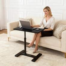 Techigher Overbed Bedside Table With Wheels, Tiltable Hospital Bed Table Over The Bed, Adjustable Rolling Laptop Desk, Mobile Standing Desk For Hospital And Home Use - Black - View 2