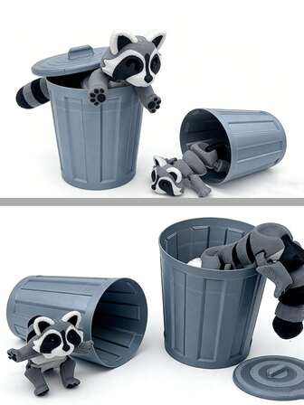 3D Printed Movable Raccoon Stress Relief Toy - 3D Printed Articulated Toy - Stress Relief Toy, Collectible Figurine, Cute Animal Desktop Decor, Suitable As Christmas, Halloween, Thanksgiving, Birthday Gift