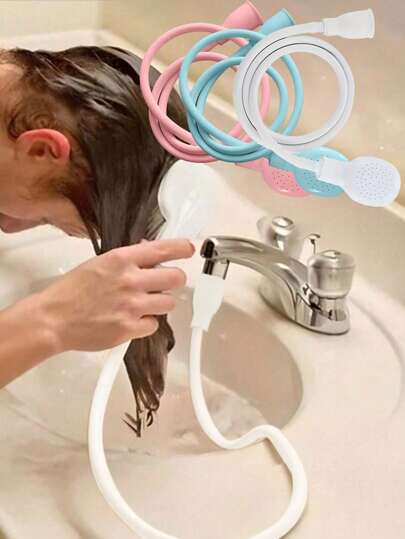 1 pezzo Rubinetto portatile con doccetta multifunzione, doccetta in gomma flessibile, facile da installare, versatile, adatta per lavandini da bagno e attacchi per tubo da giardino, può essere utilizzata per lavare i capelli, fare il bagno agli animali domestici, uso in bagno e in casa, accessorio ideale per docce all'aperto, lunghezza: 1,3 metri. Nota: per alta pressione dell'acqua, si consiglia di utilizzare con clip.