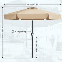 Valance Patio Umbrella For Outdoor Table Market,7.5ft, Tan,7.5FT,Tan - Tan - View 4