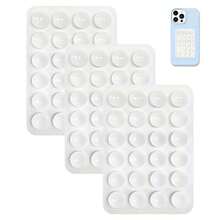 3个装硅胶吸盘手机支架，防水粘性底座，适用于大多数手机，通用指握式设计，方便自拍和视频拍摄，黑色/白色/浅粉色 - 彩色 - 查看 9