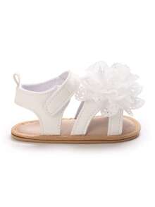 春夏婴儿学步鞋，可爱碎花图案女婴鞋，柔软防滑婴儿凉鞋，6-12个月 - 白色 - 查看 6