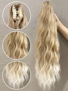 Claw Clip On Ponytail Extensions 24 Inch Long Water Wave Hair Heat Resistant Fiber Synthetic Hairpiece For Women Girls Party Daily Use - Multicolor - View 5