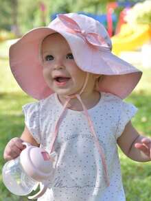 1pc Baby Girl Sun Hat, Toddler Summer Beach Hat, Wide Brim, UPF50+ - 1PC - View 6