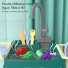 Tucorresi Cocina de Juguete de 23 Piezas Juego de Fregadero de Cocina con Sistema Automatico de Agua Corriente Juego de Cocina de Juguete Juguetes Educativos Regalos Mayores de 3 AñosConveniente y duradero, para niños - Multicolor - Ver 6