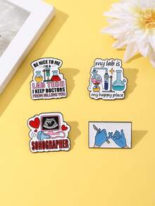 1/4 piezas Serie de profesión médica Broche de aleación de zinc, Hebilla de cinturón de equipo de laboratorio Decoración de mochila Insignia - Multicolor - Ver 9