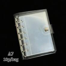 1本A7透明单扣计划本，贴纸收纳本，贴纸本，DIY计划本，PP材质透明内页替换装，大容量便携贴纸本，Kpop照片卡收纳本，适用于相册、剪贴簿、印章本、贴纸本、笔记本、储蓄计划本，新学期返校用品，办公文具 - 無色 - 查看 8