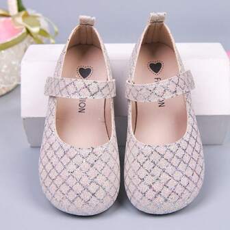 1 Pair Girls' New Glitter Cute Flat Ballet Shoes, Soft & Elegant Hook And Loop Design For Easy On/Off, Princess Style Versatile For 3-15 Years Old Girls, Suitable For Outdoor, Holiday, All Seasons