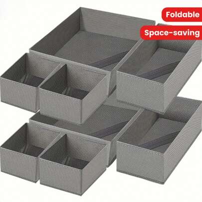 16pcs Foldable Storage Boxes, Space-Saving Drawer Dividers Organizers For Clothes, Underwear, Bras, Ties, Socks, Closet Bedroom Dorm Accessories, Home Organization And Storage