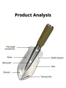 PACOONE Stainless Steel Multi-Function Camping Shovel, Outdoor Hiking Digging Stainless Steel Picnic Trowel - Multicolor - View 3