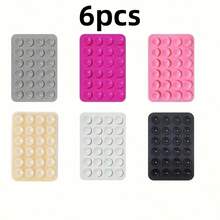 4个/套 硅胶吸盘手机支架，防水粘性底座，适用于大多数手机，自拍视频通用指环支架，黑色/白色/紫色/橙色；2个/套 黑粉色/白色