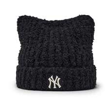 MLB Women Beanie Warm Winter Hats Embroidery Knitted Hat, Soft Knit Lazy Beanie For Women, Women Cat Beanie, Warm Cap Cute Cat Ears Knitted Hat Fall - 黑色 - 查看 7