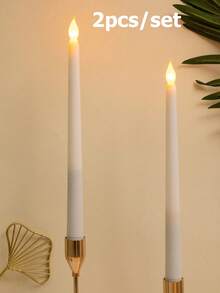 1pc/2pcs/3pcs Spiral Long Stem LED Fake Electronic Candle Lights, Flameless Candle Lights For Home Decor, Room Tabletop Decor, Holiday Decor, Party Decor, Wedding Decor, Christmas Decor - Yellow - View 14