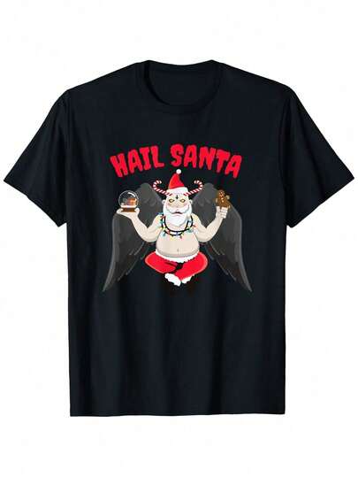 Camiseta Navideña Atrevida y Traviesa - Hail Santa Evil Devil Satan 666 Camiseta Gráfica - Algodón Suave Pre-Encogido Divertido Atuendo de Fiesta de Navidad - Tallas Unisex para Adultos S-3XL - Regalo Anti-Navidad para Hombres y Mujeres (Lavable a Máquina), Ropa Casual, Estilo Casual Atrevido, Calidad de Impresión Duradera