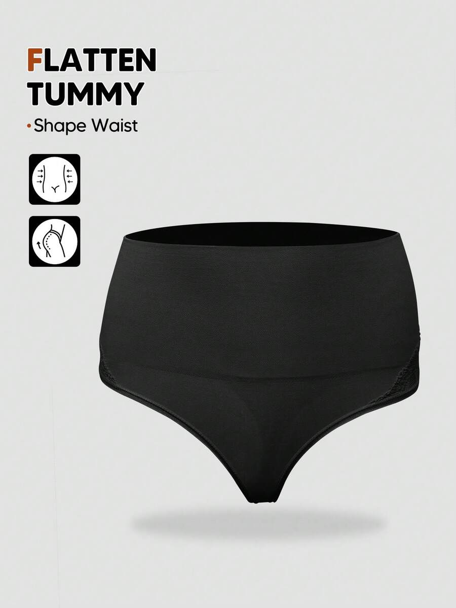 1pc Women High Waist Lace Shapewear Panty, Seamless Shaping Underwear, Cinched Waist Design, Comfortable All Day Wear