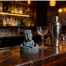 创意摩艾石像形烟灰缸，复活节岛石雕主题肌肉男吸烟配件 - 銀色 - 查看 5