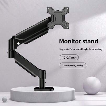 Desktop Monitor Stand, Adjustable 360 ° Rotating Stand, Portable Monitor Suitable For Adjustable Long Arm Foldable Stand, Computer Screen Cantilever, Desktop Support Lifting Arm, Gas Spring Rotary Robotic Arm, Desktop Stand With Storage Shelf For Home And Office