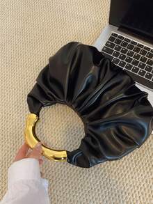 Casual Minimalist Textured Fashion Unique Cloud Shaped Handbag For Women - Black - View 5