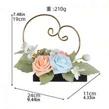 Wedding Ring Holder, Romantic Artificial Flowers Heart Shape Jewelry Rack Display Stand
