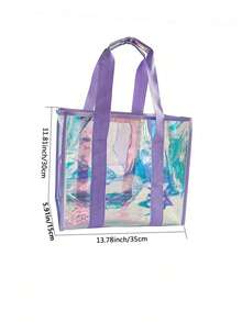 1/2 pezzi/set Grande borsa trasparente con laser per la spiaggia per donne, borsa da spiaggia impermeabile e a prova di sabbia con cerniera e tasca trasparente con laser, per vacanza, vacanze, viaggio, spiaggia, piscina, crociera, battello, regalo di compleanno, regalo per feste - Multicolore - Visualizzare 10