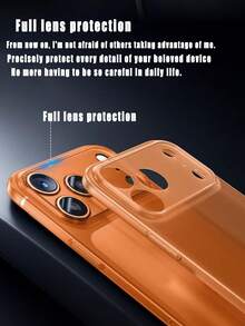 1 pieza Funda protectora transparente mate antideslizante y minimalista compatible con iPhone 17 Air 16 14 13 12 15 11 Pro Max Plus, protección transparente para la cámara - Naranja - Ver 5