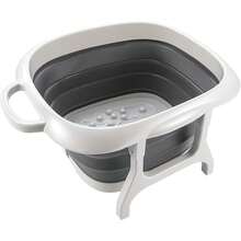 Foldable Foot Soak Tub With Textured Bottom, Portable Foot Washing Basin For Home Use And Travel - Grey - View 1