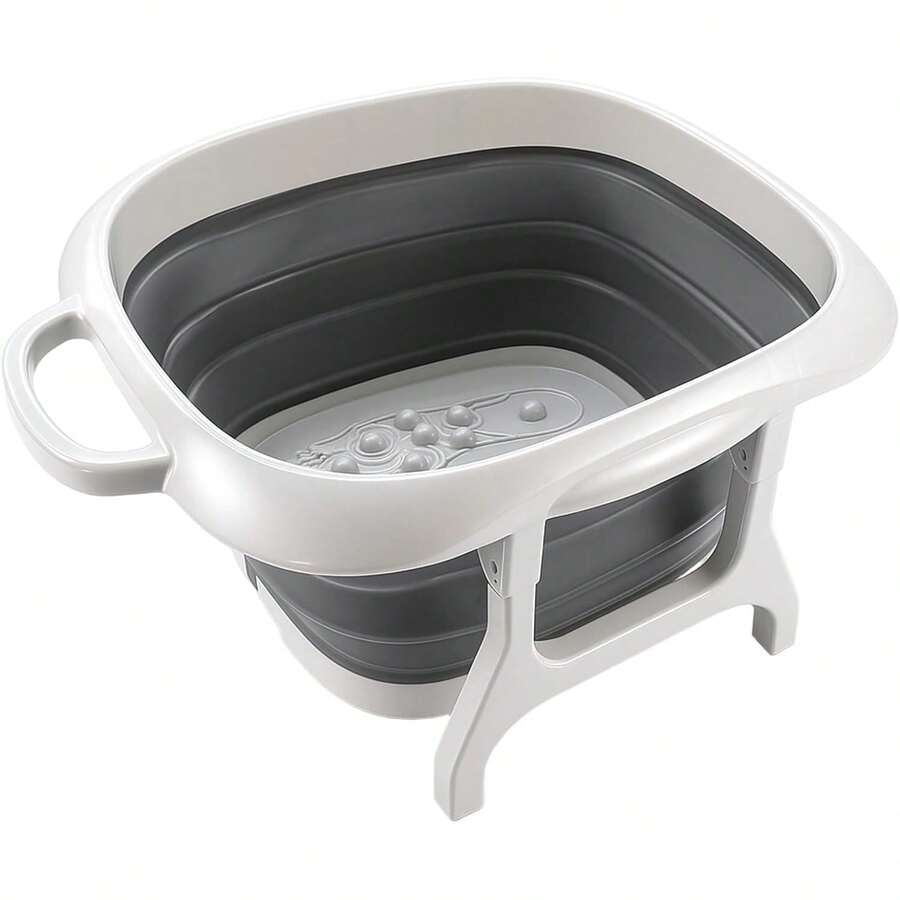 Foldable Foot Soak Tub With Textured Bottom, Portable Foot Washing Basin For Home Use And Travel - Grey - View 1