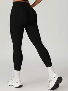 MASKERT 2Pcs Women's Sports Pants, Yoga Pants, Sports Pants, Casual Pants, Fitness Pants, Yoga Pants, Running Pants, High Elasticity Sports Pants, Comfortable And Skin Friendly - 黑色+藕粉紅色 - 查看 2