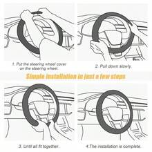 Funda de Piel para Volante de CocheCubierta Volante Coche Funda Universal para Volante de Cuero de Microfibra Cuero Ultrafino Elastica Transpirable Antideslizante de 38.1 cm Gris - Gris - Ver 6