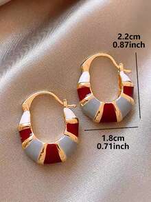 1 Đôi bông tai vòng kiểu Pháp cổ điển cao cấp, thiết kế độc đáo với phối màu tương phản, thích hợp để đeo hàng ngày, dự lễ hội và tiệc tùng. - Nhiều màu - Xem 6