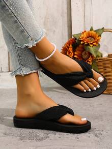 Chinelo feminino HISQIM com suporte para o arco do pé, ideal para usar com tapete de ioga, sandálias confortáveis para caminhadas na praia no verão, com amortecimento, adequadas para uso interno e externo. - Preto - Ver 2