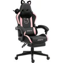 Dowinx Gaming Chair Cute With Cat Ears And Massage Lumbar Support Ergonomic Computer Chair For Girl With Footrest And Headrest Comfortable Reclining Game Chair 290lbs For Adult Teen Black - Black - View 1