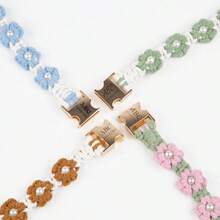 Customized Dog Name/Phone Collar, Handmade Woven Dog Collar, Personalized Floral Puppy Collar, Adjustable Pet Collar With Customized Engraved Tag - Multicolor - View 2