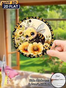 1pc Classic Round Acrylic Bee Wreath Sign, Wreath Decor, Hanging Acrylic Sign For Wall/Room/Home/Restaurant/Bar/Cafe/Door/Yard/Garage, Christmas Party Decoration - Colorful - View 8