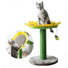 Catry Cat Sunflower Tree Bed with Scratching Post with Sisal Covered Climbing Activity Tower Natural Jute Fiber 2-in-1 Scratching Post and Bed Best Holiday Idea Gift - como en la foto - Ver 1