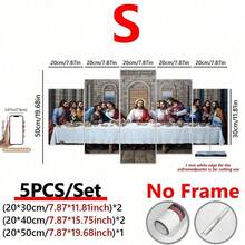 5pcs/Set Religion Vintage Jesus Christ "Last Supper" Canvas Art Print, Religious Wall Decor, Suitable For Bedroom, Living Room, Office, Frameless, Horizontal Layout, Colorful On Canvas, Indoor Use, Classroom Decor | Spiritual Wall Decor | Versatile Placement Art, Inspirational Walls Decorative Posters, Wall Art, Room Decoration Stuff (Frames Optional) - Multicolor - View 13