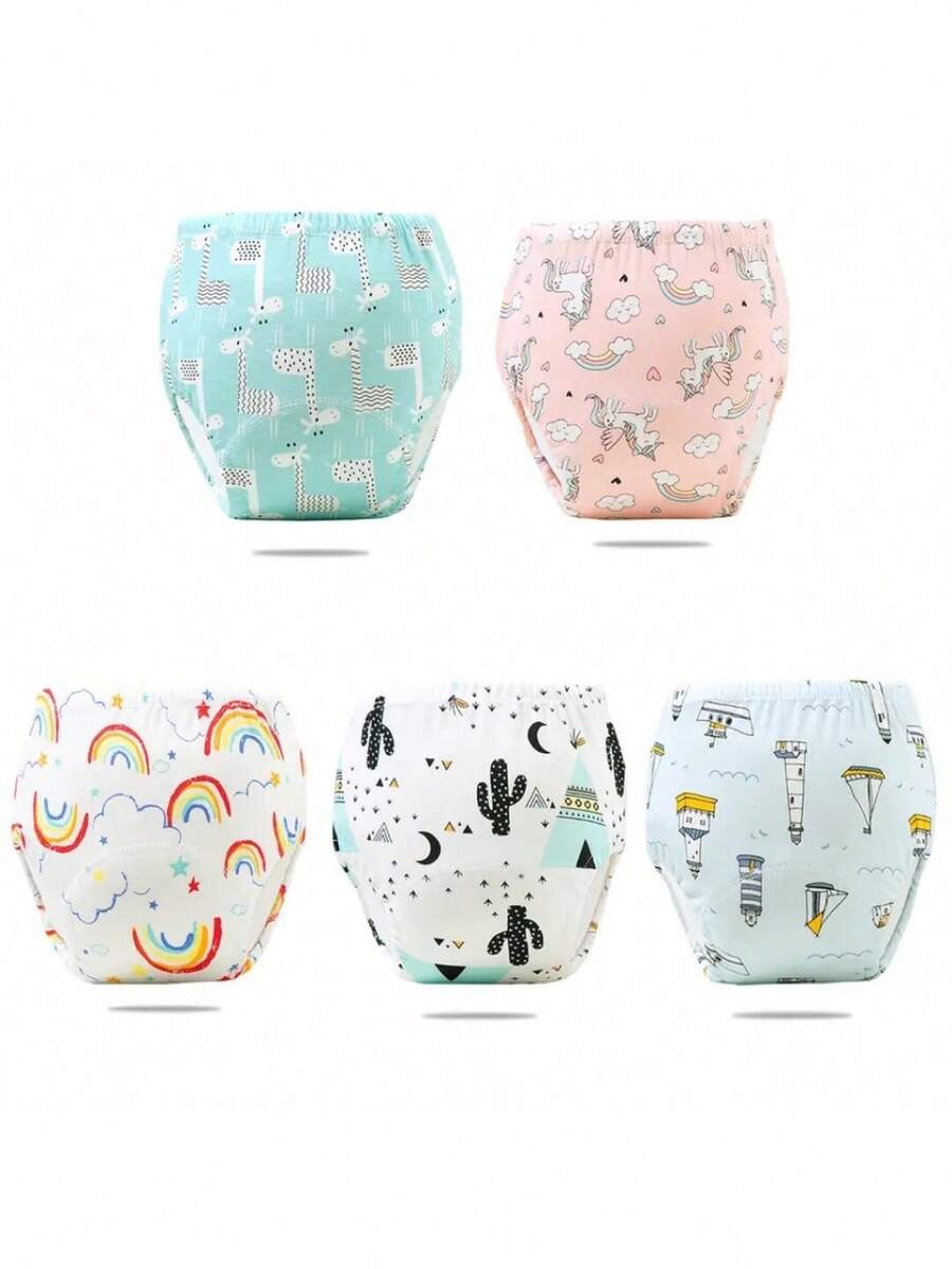 Pañal de algodón para bebé, pantalones de entrenamiento para recién nacido, transpirables, reutilizables, de 0 a 3 años, 1 unidad - niño - Ver 1