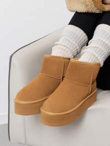 Women's 1.96 Inch Platform Ankle Winte Snow Boots Genuine Suede Classic – Faux Fur Lining Water-Resistant With DIY Bows,, Memory Foam Insole, And Anti-Slip Outsole Christmas Holiday Festive Maroon Boots - 紫紅色 - 查看 6