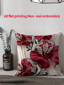 1pc Minimalist Floral Print Decorative Pillow Cover, Suitable For Home Decor, Bedroom, Living Room (Pillow Insert Not Included) (Multiple Sizes) (No Embroidery) - Multicolor - View 2