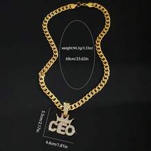[Collar de alas doradas con zafiro azul en  de múltiples cadenas]Cadena gruesa de oro dorado + colgante con diamantes | Arma de  cool | Complemento para gente  con personalidad en salidas callejeras/fiestas hip-hop - director ejecutivo - Ver 2