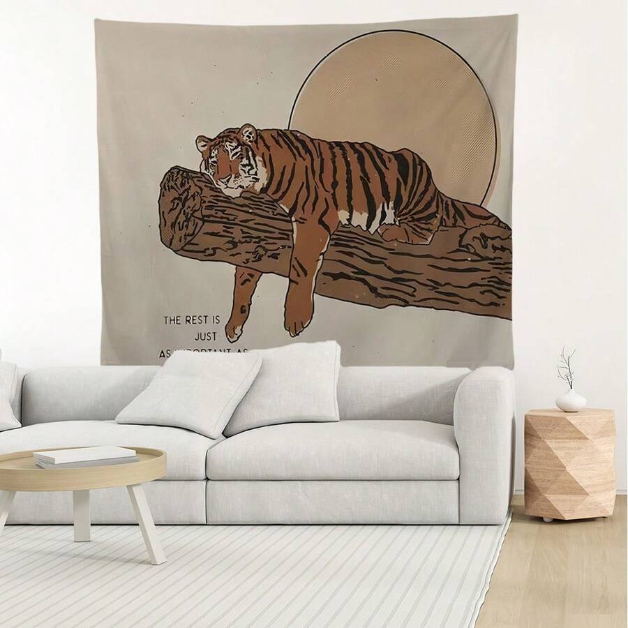 1 件老虎印花挂毯，涤纶装饰壁挂艺术品，适用于客厅、卧室、办公室、家居装饰、房间旗帜、房间装饰、挂毯、墙壁装饰、墙壁艺术、家居装饰、房间用品、房间旗帜、挂毯、壁毯、沙滩垫、野餐垫桌布 - 彩色 - 查看 1